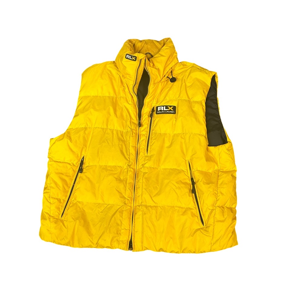 RLX Ralph Lauren Mens Yellow Puffer Vest Quilted Full Zip RLX67 Jacket XL